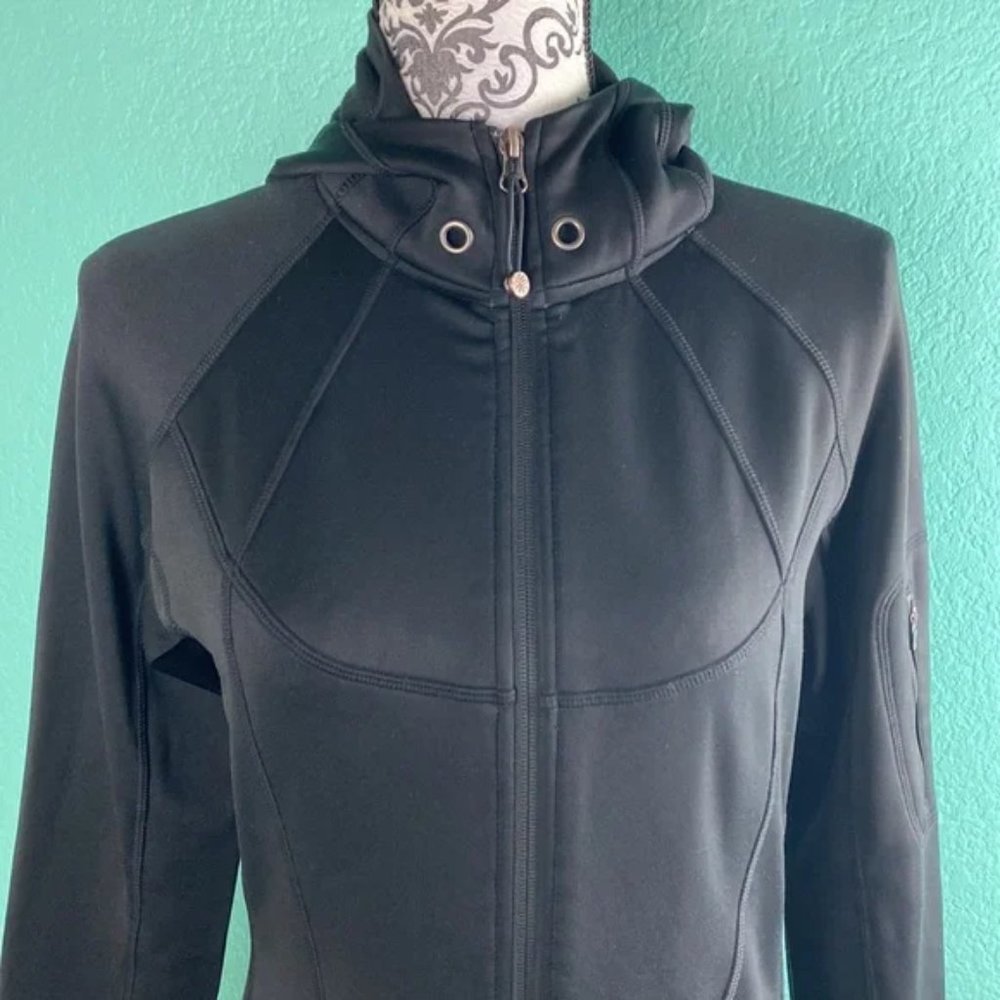 Athleta Basic Plain Black Full Zip Sweat Wick Act… - image 3